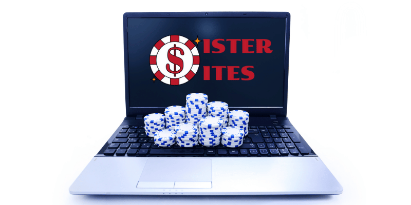 Casino sister sites on the notebook with chips.