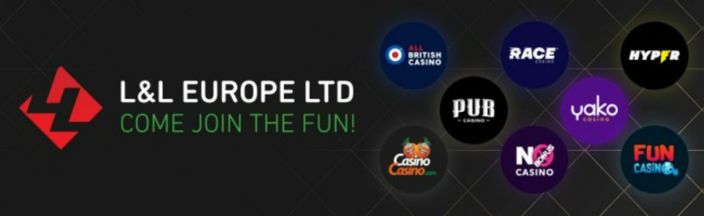 Logos of L&L Europe casino sites.