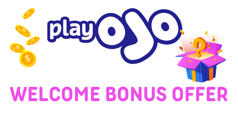 PlayOJO welcome bonus offer image with logo and coins.