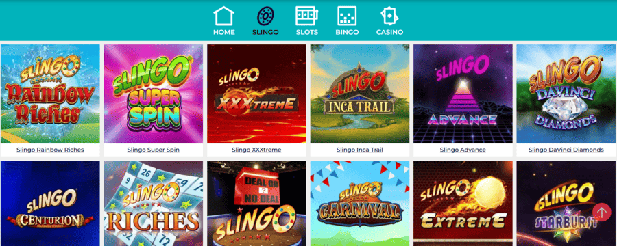 Slingo games available on casino website.